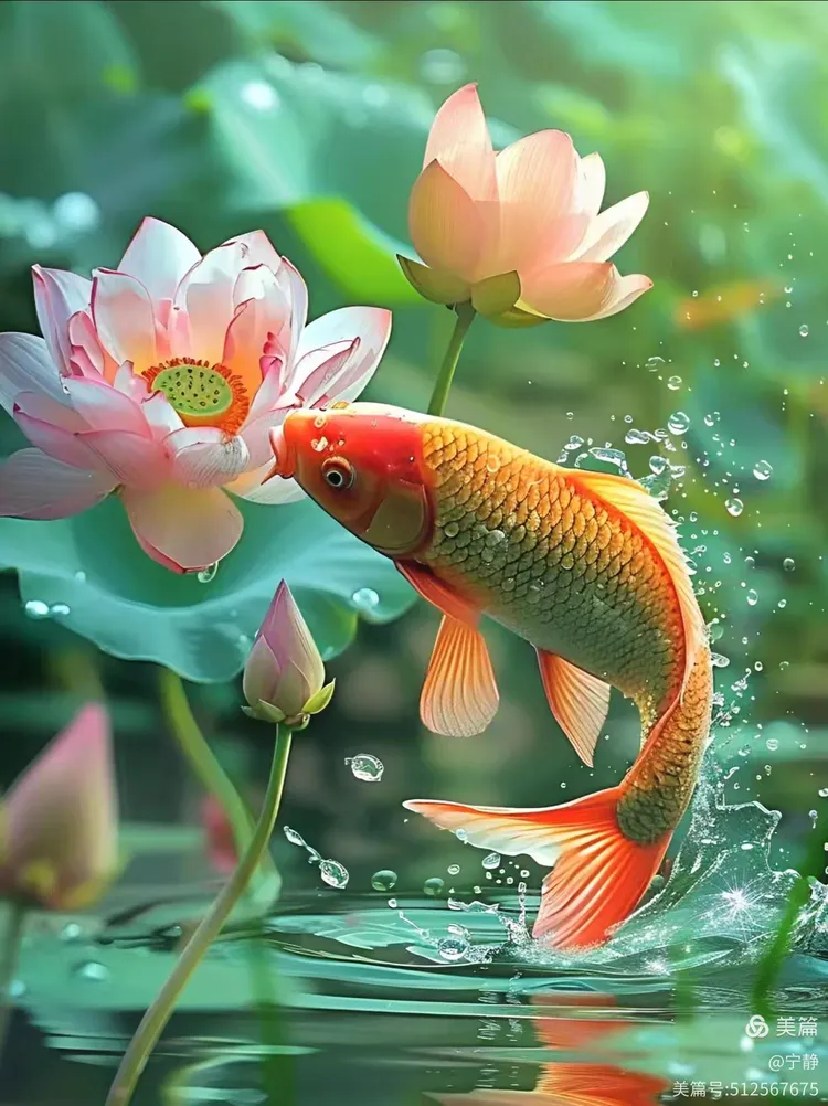 荷花鲤鱼好运连连